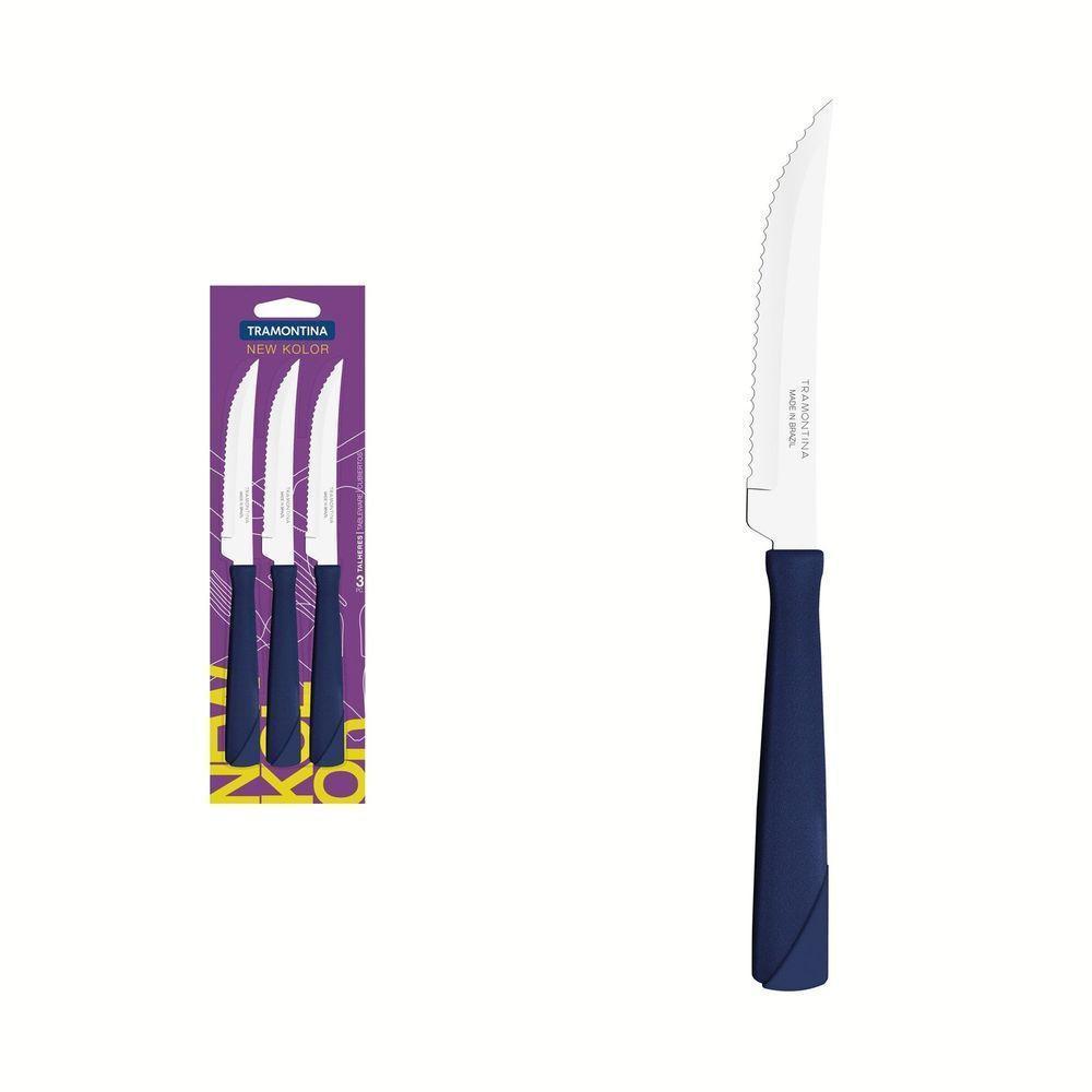 Conjunto De Facas Para Churrasco Tramontina New Kolors Em Aço Inox E Cabo Azul 3 Peças Tramontina - 1