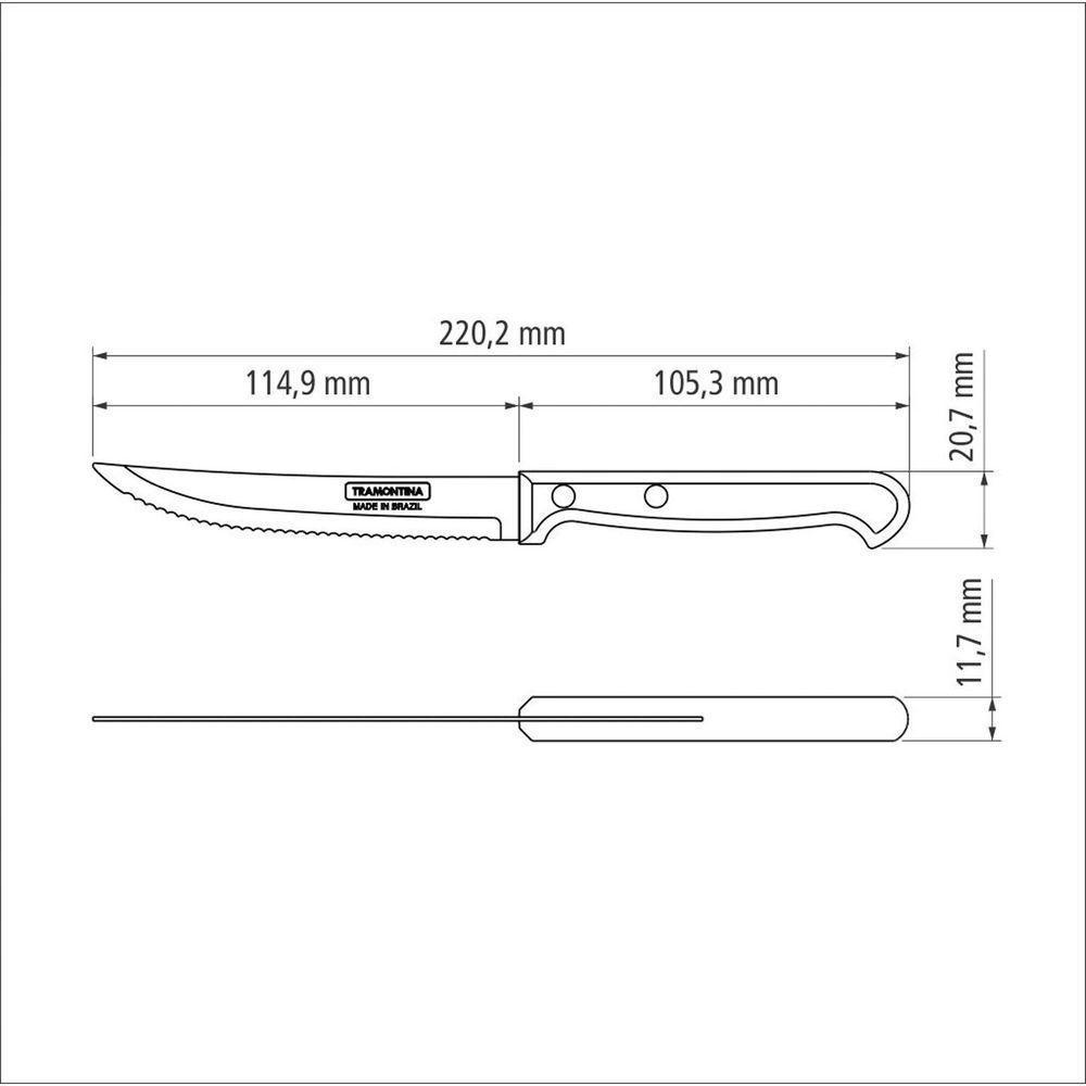 Faca Para Churrasco E Frutas Ultracorte Com Lâmina Em Aço Inox E Cabo De Polipropileno Pr - 3