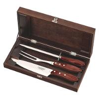 Kit Para Churrasco Em Aço Inox Cabo Vermelho Polywood Com Estojo De Madeira 4 Peças - 1