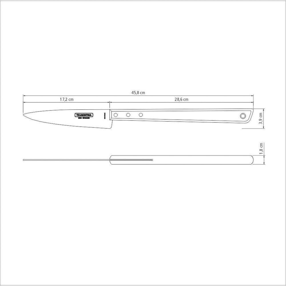 Faca Trinchante Tramontina Churrasco Com Lâmina Em Aço Inox E Cabo De Madeira 7" Tramontina - 2
