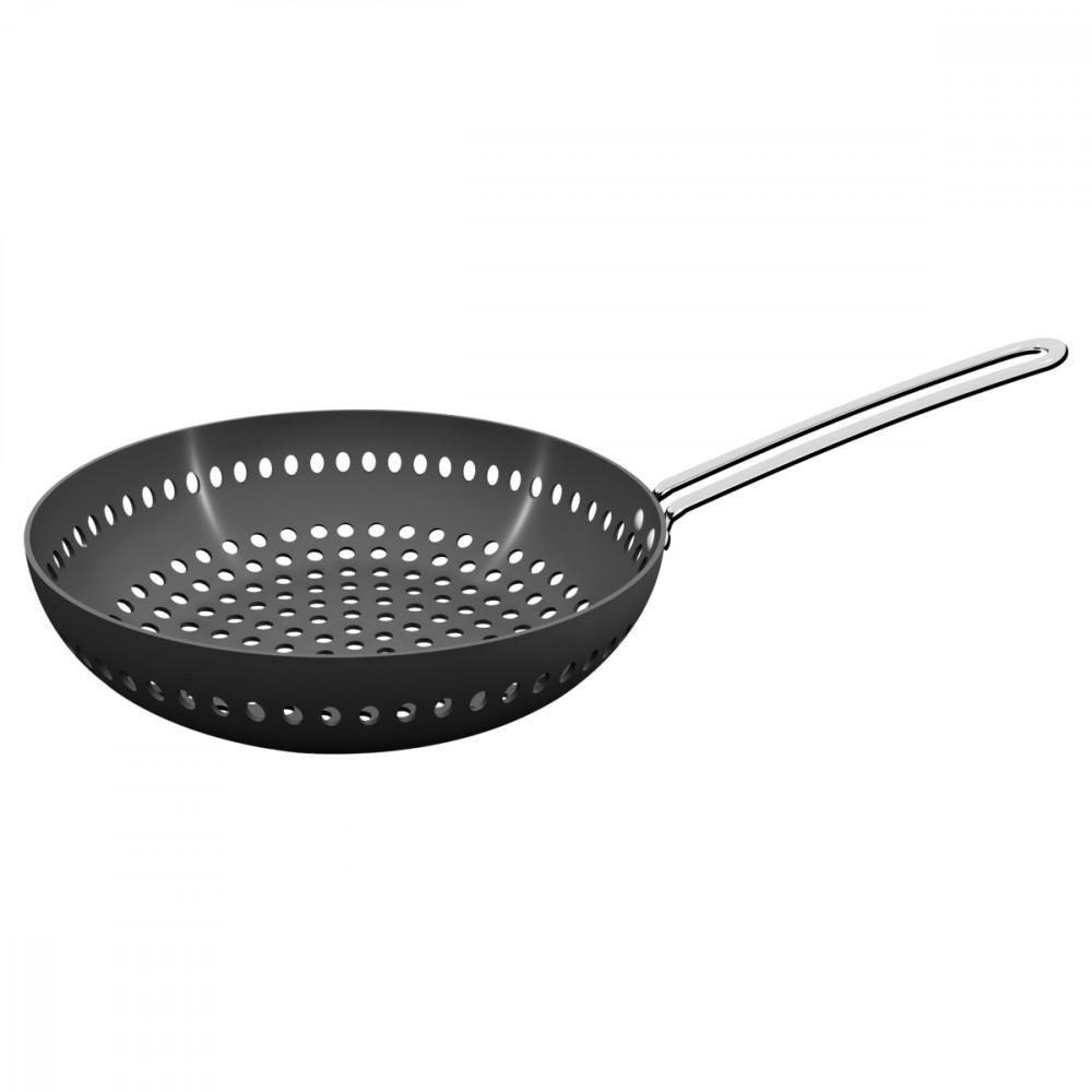 Grelha Wok Furada Churrasco Alumínio Anodizado Cabo 26 Cm - 2