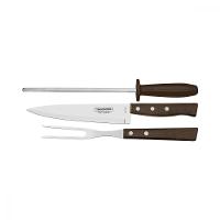 Jogo Para Churrasco Inox Cabo Marrom Madeira 3 Peças - 1