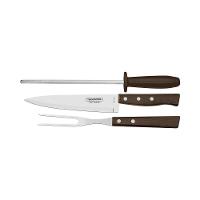 Jogo Para Churrasco Inox Cabo Marrom Madeira 3 Peças - 2