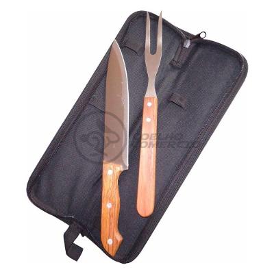 Kit Churrasco 2Pçs Inox Faca E Garfo 13" + Capa De Proteção