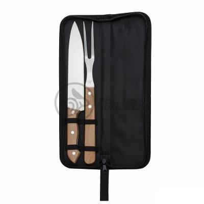 Kit Churrasco 2Pçs Inox Faca E Garfo 13" + Capa De Proteção