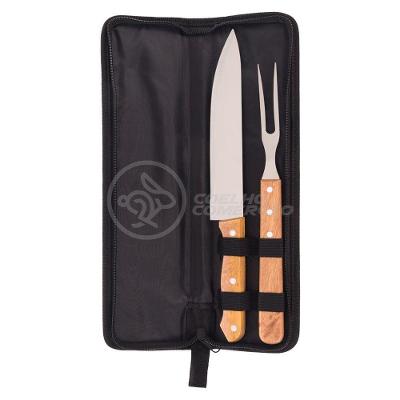 Kit Churrasco 2Pçs Inox Faca E Garfo 13" + Capa De Proteção