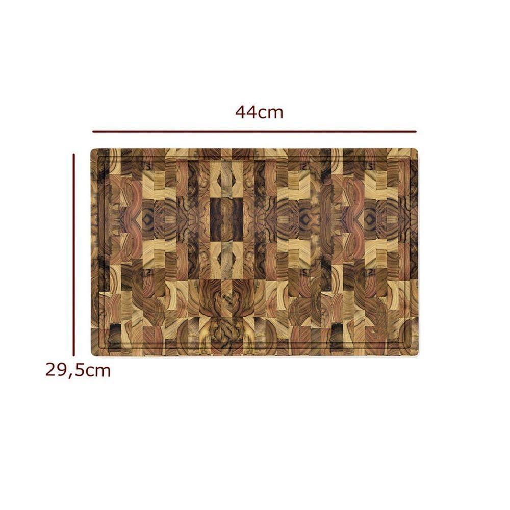 Tábua De Carne Para Churrasco Madeira Invertida Teca - Stolf 44x29,5 - 4