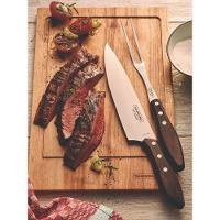 Jogo Trinchante Para Churrasco Tramontina Em Aço Inox Com Cabo Castanho Polywood 2 Peças Tramontina