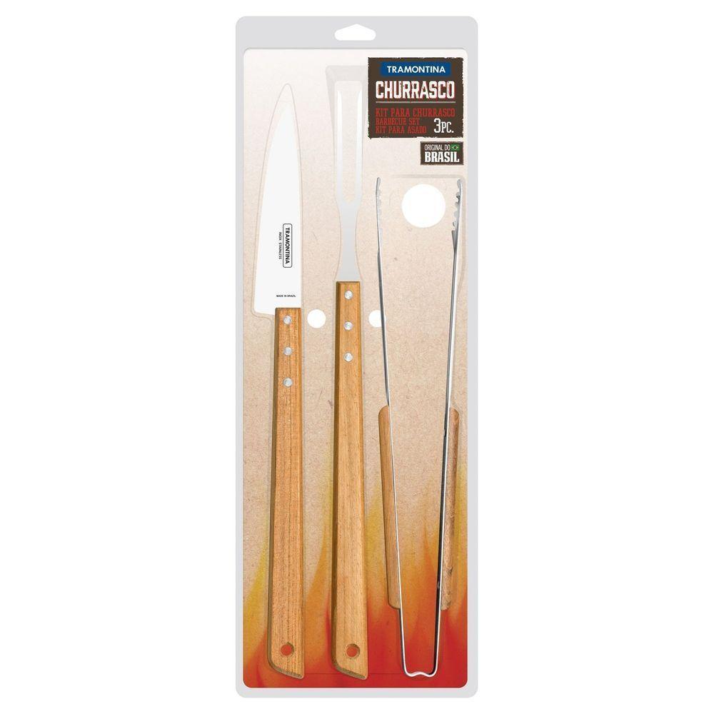 Kit Para Churrasco Tramontina Em Aço Inox E Madeira Com Pegador 3 Peças Tramontina - 2