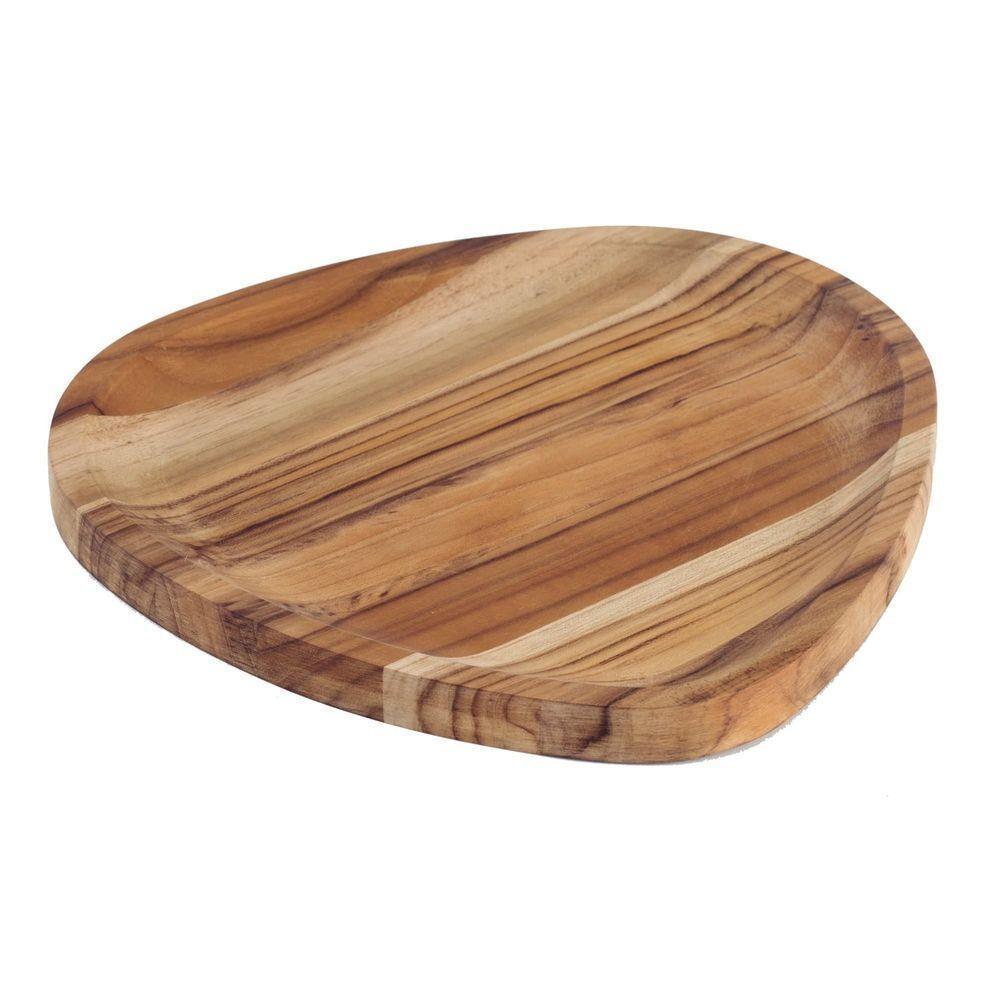 Bandeja Organica Churrasco Em Madeira Teca Fsc Com Acabamento Em óleo Mineral 25x25 Cm - 1
