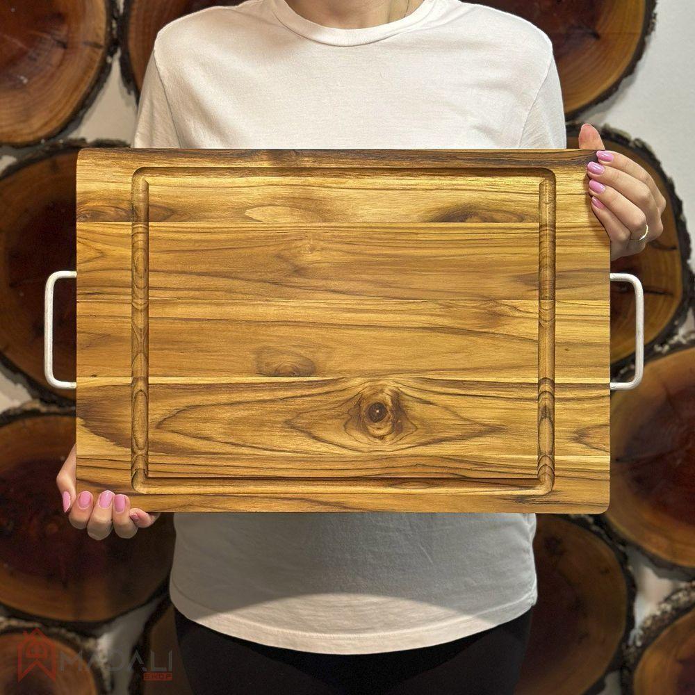 Tábua De Madeira Teca Com Alça Para Churrasco - Stolf - 4