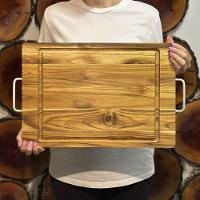 Tábua De Madeira Teca Com Alça Para Churrasco - Stolf