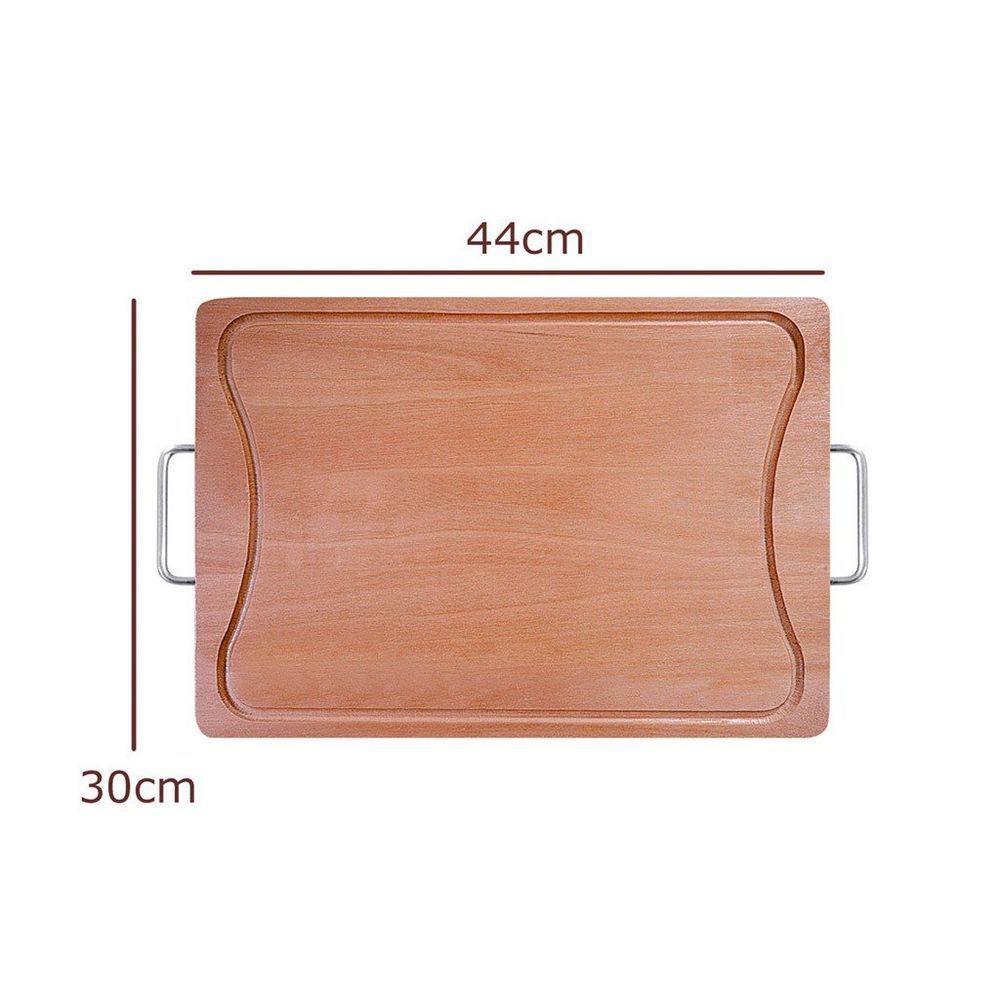 Tábua De Madeira Para Churrasco Com Cabo De Alumínio - Stolf 44x30 - 2