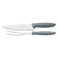 Jogo Trinchante Tramontina Plenus Em Aço Inox E Cabo Cinza 2 Peças Tramontina