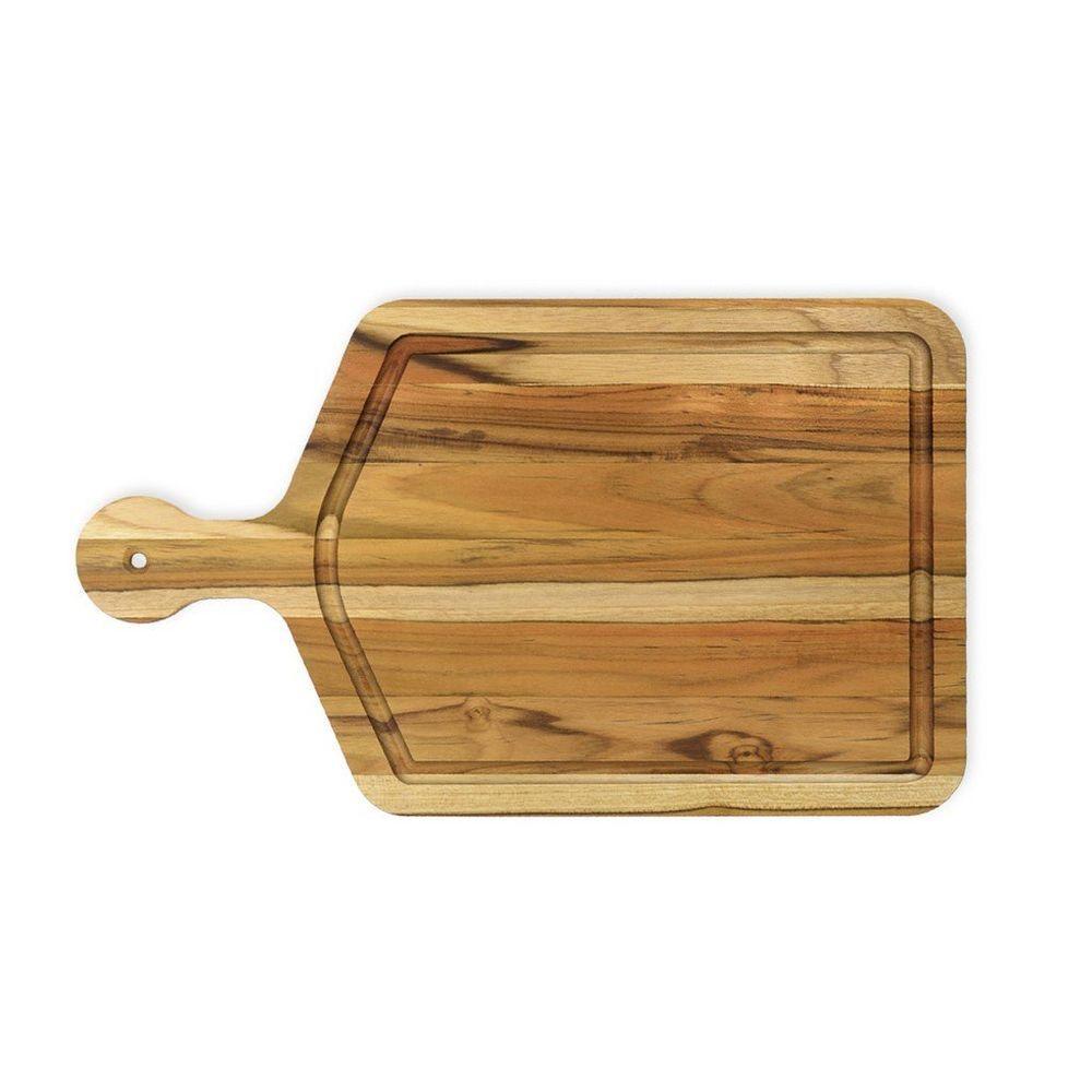 Tábua De Madeira Teca Para Churrasco Com Pegador - Stolf - 1