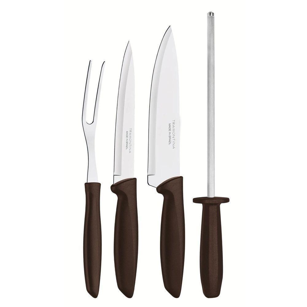 Kit Para Churrasco Plenus Com Lâminas Em Aço Inox E Cabos De Polipropileno Marrom 4 Peças - 2