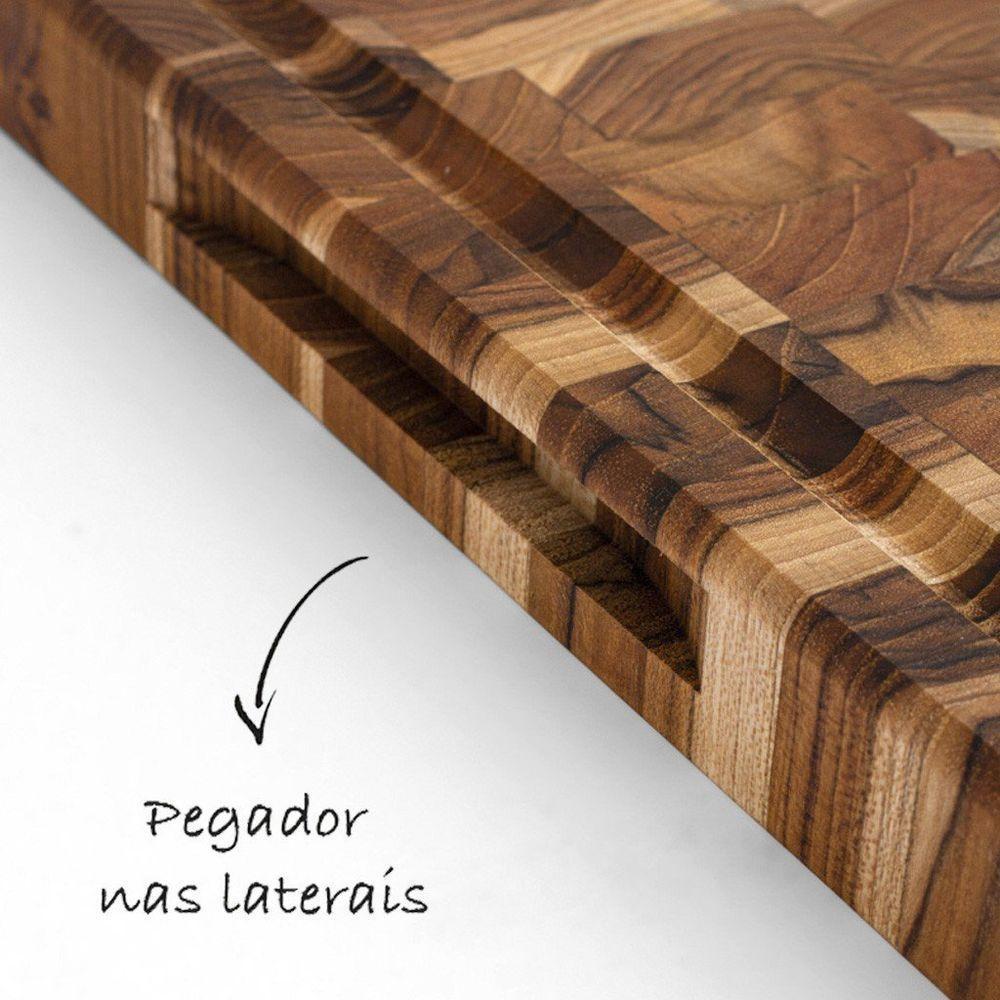 Tábua De Carne Para Churrasco Madeira Invertida Teca - Stolf 30x20 - 3