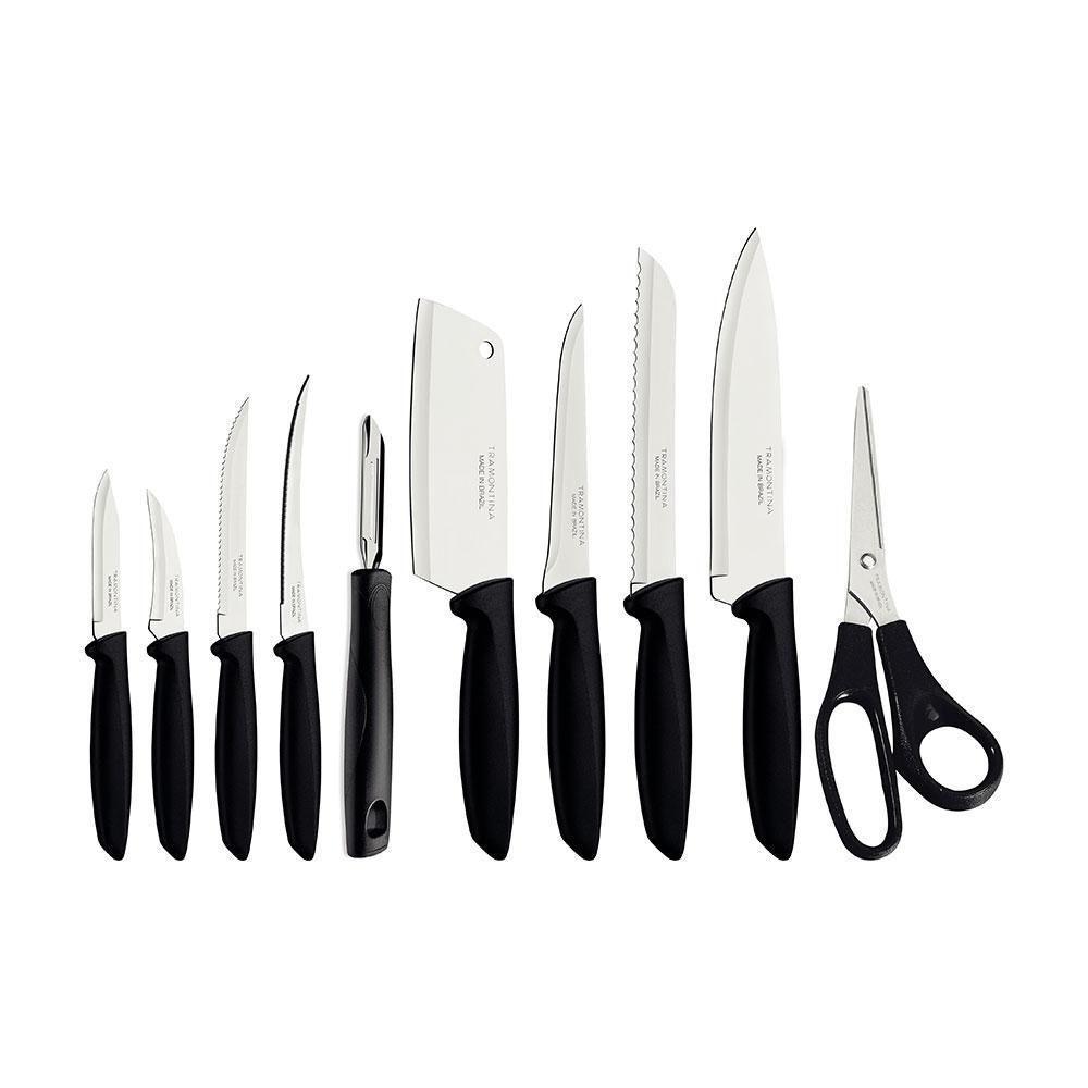 Jogo De Facas Plenus Com Lâminas Em Aço Inox E Cabos Preto 10 Peças - Tramontina 23498065 - 1