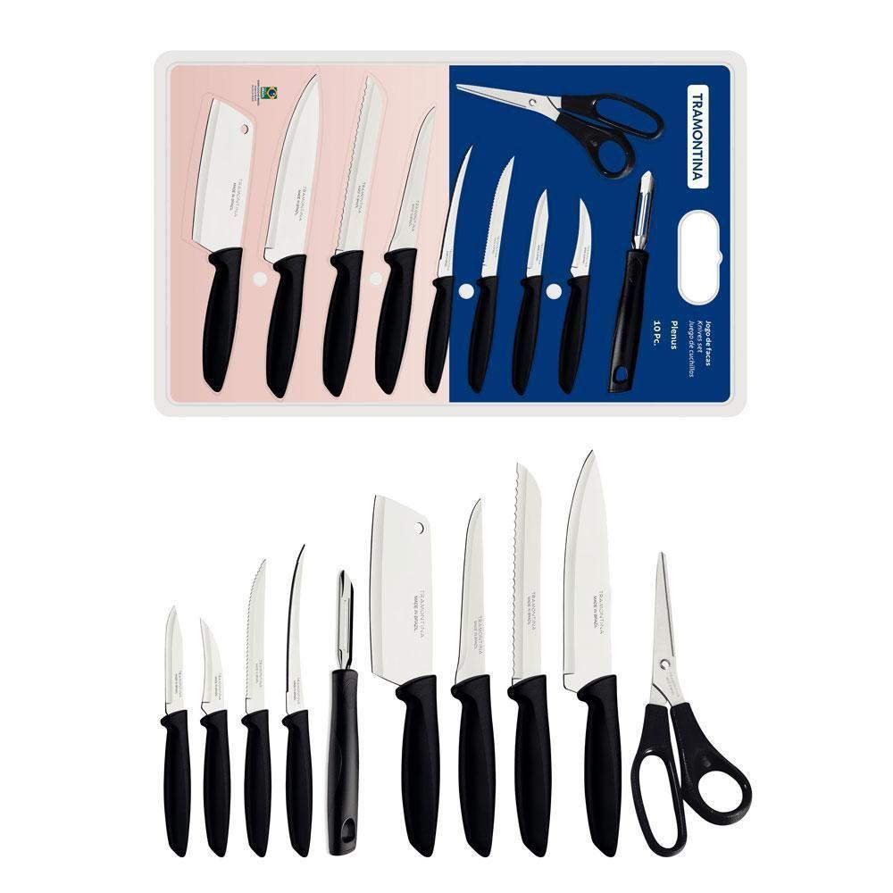 Jogo De Facas Plenus Com Lâminas Em Aço Inox E Cabos Preto 10 Peças - Tramontina 23498065 - 4