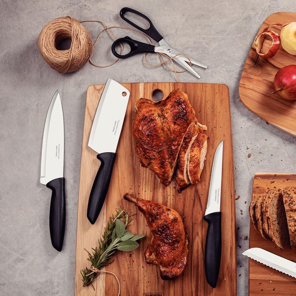 Jogo De Facas Plenus Com Lâminas Em Aço Inox E Cabos Preto 10 Peças - Tramontina 23498065 - 5