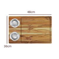 Tábua De Madeira Teca Para Churrasco Com 2 Potes Inox - Stolf - 5