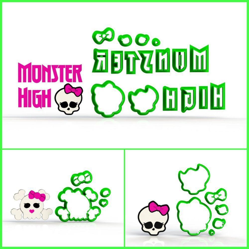 Cortador Kit Monster High 3 Modelos Modulares Tamanho 7 Cm - 1