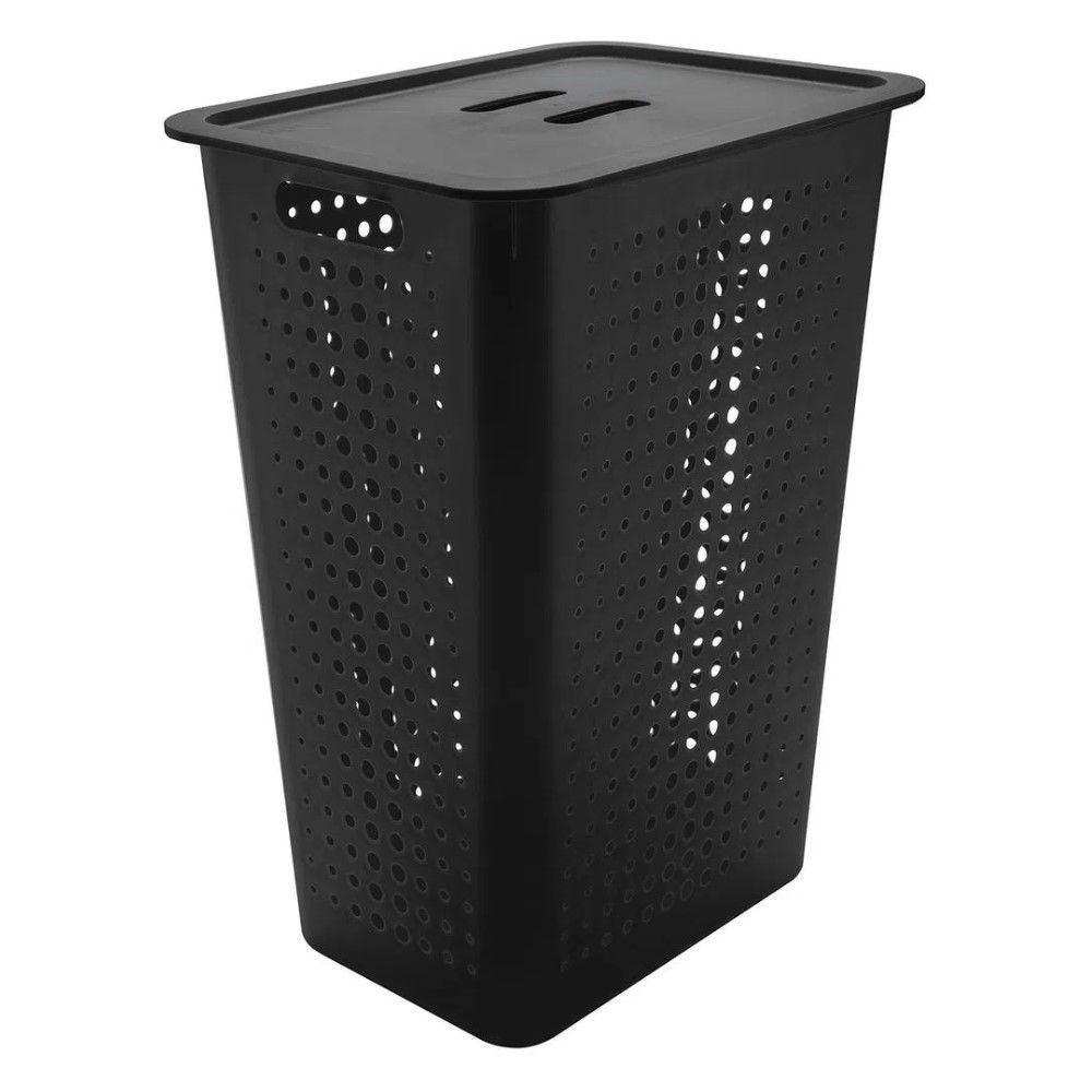 Cesto De Roupa Preto 47 L Com Tampa 41 X 31 X 55 Cm - 1