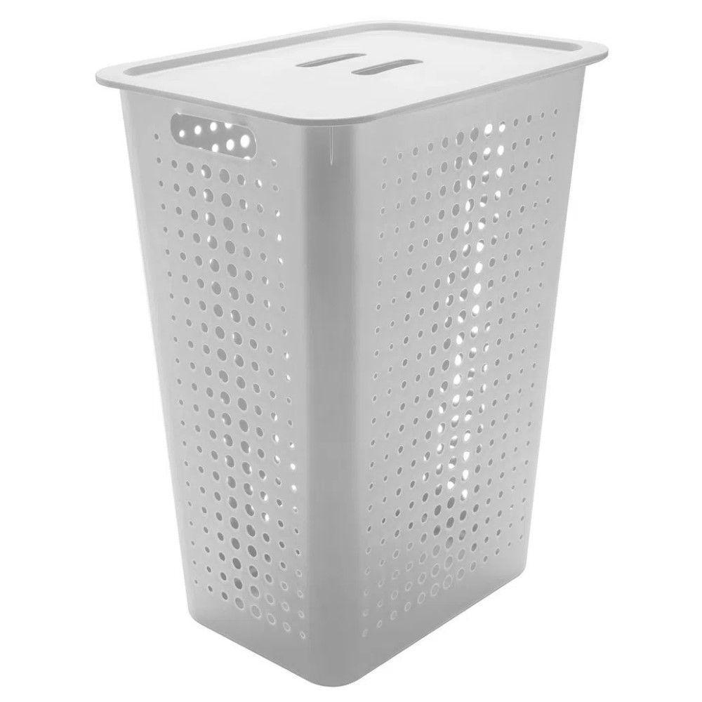 Cesto De Roupa Branco 47 L Com Tampa 41 X 31 X 55 Cm - 1