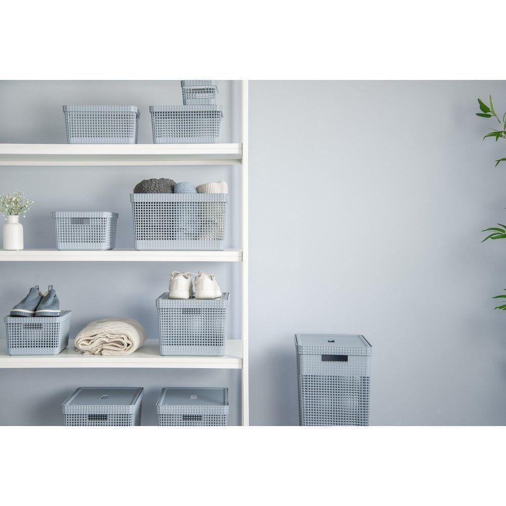 Cesto De Roupa Grid Chumbo 49 L Com Tampa 38 X 28 X 55,2 Cm - 4