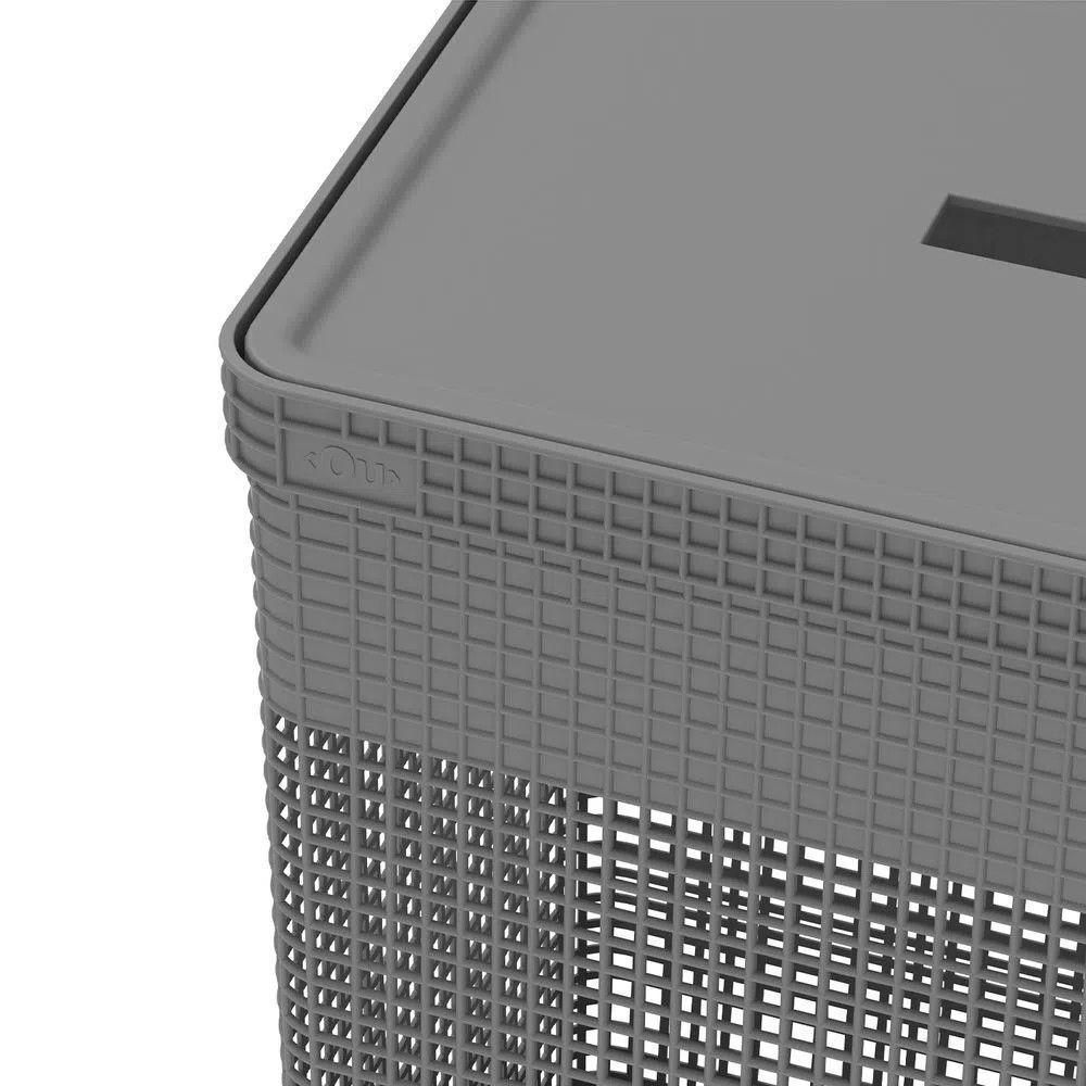 Cesto De Roupa Grid Chumbo 49 L Com Tampa 38 X 28 X 55,2 Cm - 9