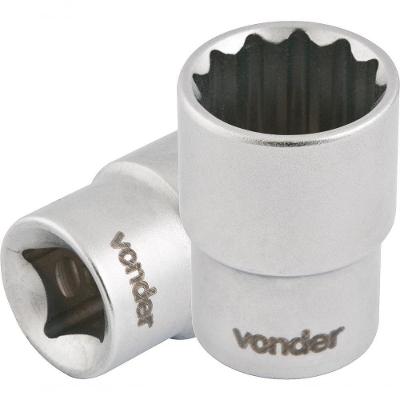 Soquete Estriado Encaix 1/2" 16mm Curto Cromo Vanádio Vonder