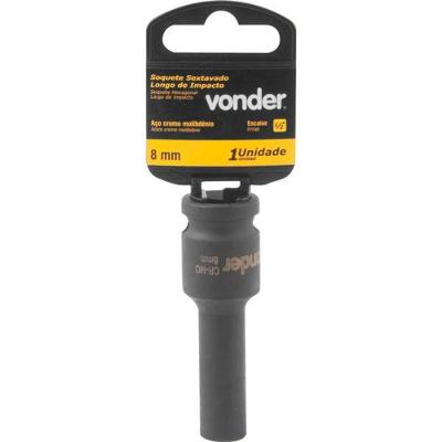 Soquete Sextavado De Impacto Longo Enc 1/2" 08Mm Aço Cromo
