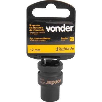 Soquete Sextavado De Impacto Enc 1/2" 12Mm Aço Cromo Vonder