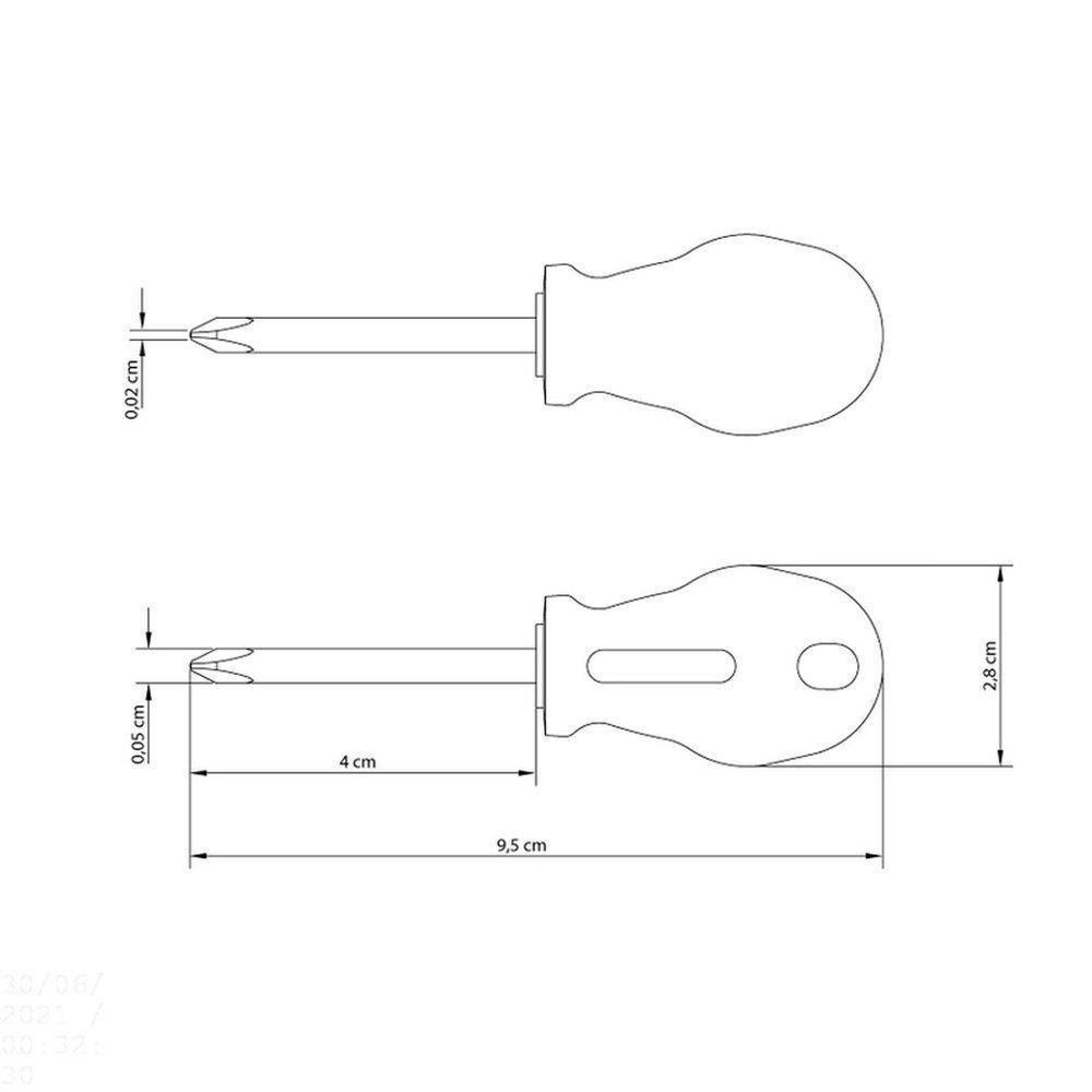 Chave De Fenda Toco Tramontina Yellow Com Ponta Cruzada 3/16x1.1/12" Tramontina - 3
