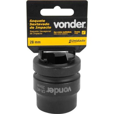 Soquete Sextavado Impacto Encaixe 1" 28mm Aço Cromo Vonder