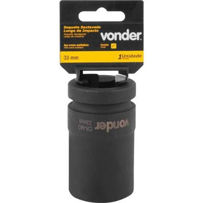 Soquete Sextavado Impacto Longo 1" 33mm Aço Cromo Vonder
