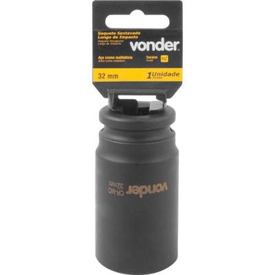 Soquete Sextavado Impacto Longo 3/4" 32mm Aço Cromo Vonder