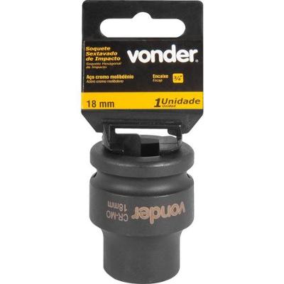 Soquete Sextavado De Impacto Enc 3/4" 18Mm Aço Cromo Vonder