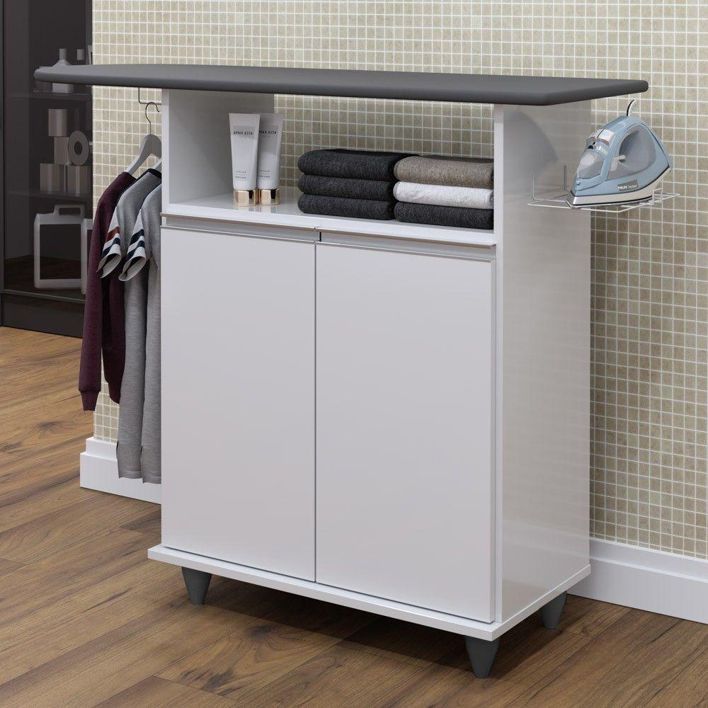 Tábua De Passar Com Balcão 2 Portas Carla Branco - Lumil - 4