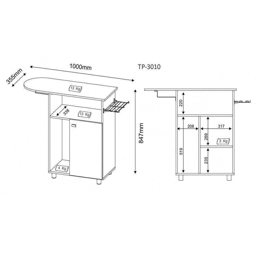 Tábua de Passar 1 Porta Branco Tecno Mobili - 3
