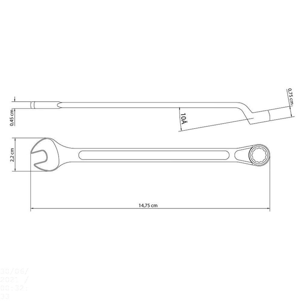 Chave Combinada 9 Mm Com Pescoço Tramontina Com Corpo Forjado Em Aço Especial Cromado Tramontina - 2