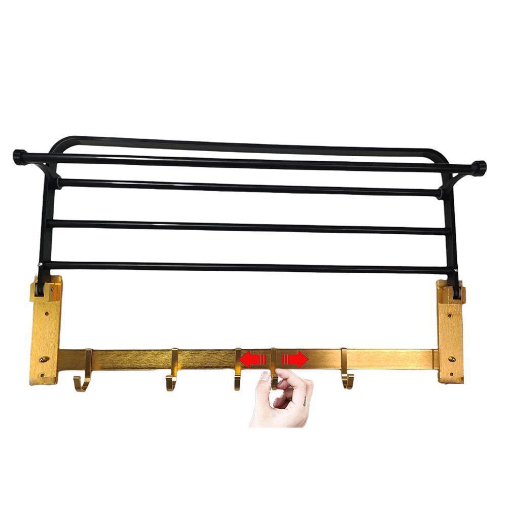 Toalheiro Varal Suporte Roupa Prateleira Multiuso Gancho Porta Toalha - 3