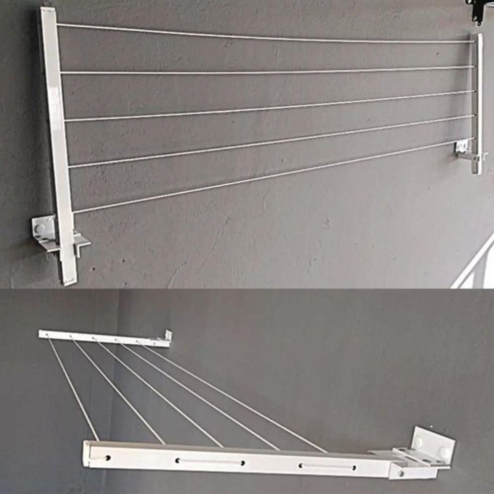 Suporte Para Roupas Varal Parede Reforçado Preto - 3