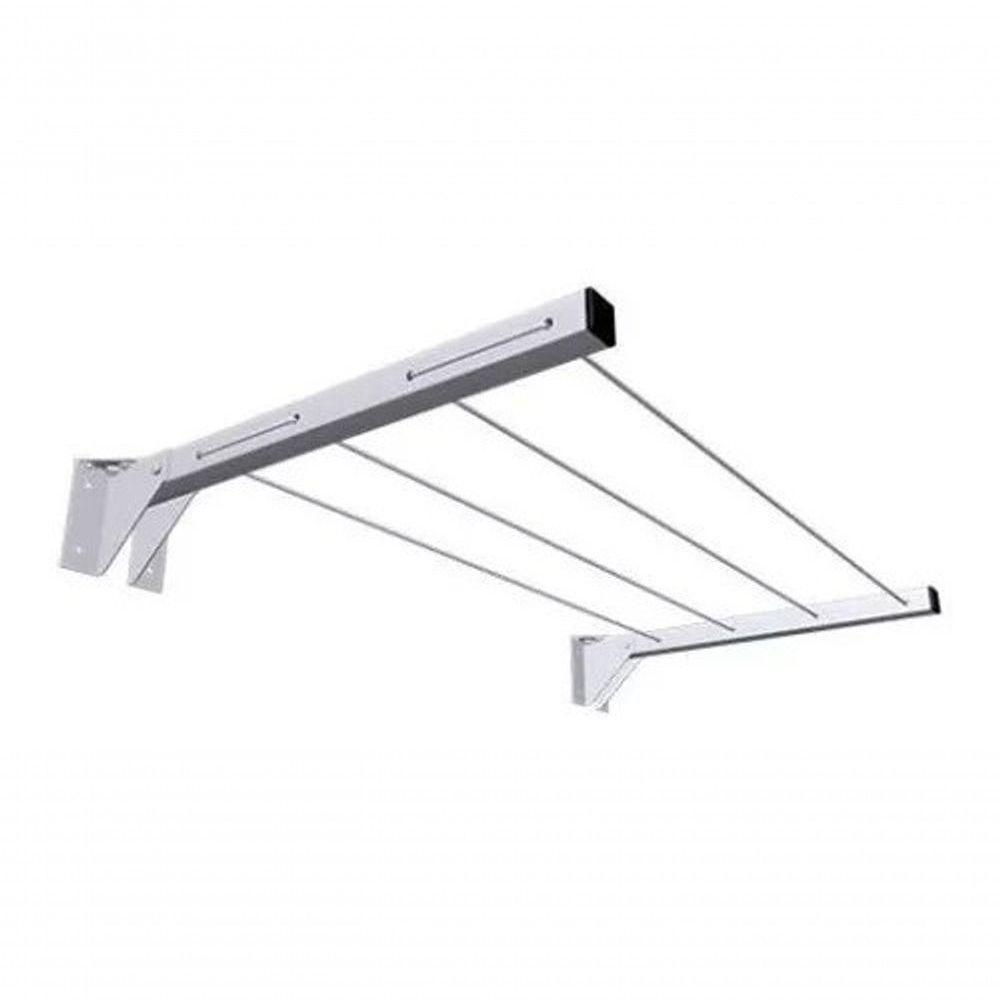 Suporte De Varal Dobrável De Parede Branco 4 Furos - 1 Par - 4