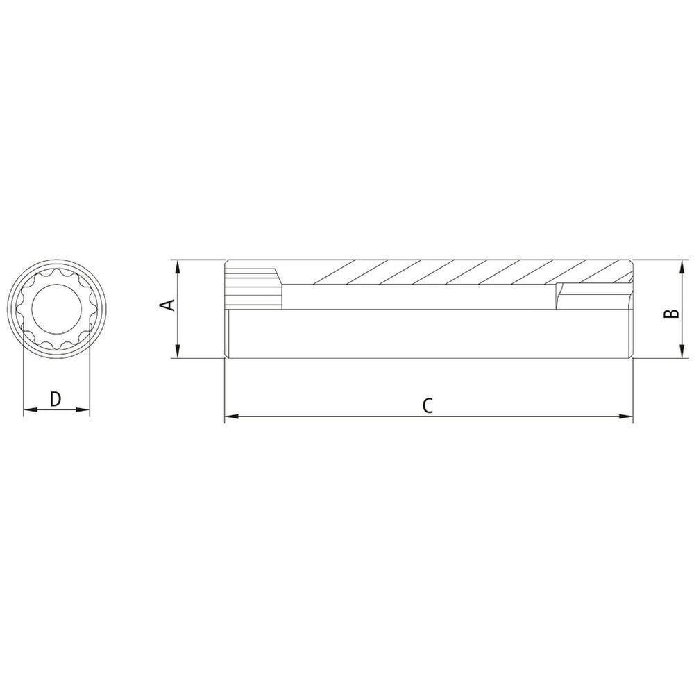Soquete Estriado Longo Em Aço Cromo Vanádio 3/16 Polegada - Encaixe 1/4 Polegada Pro - 2