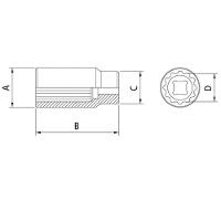 Soquete Estriado Longo Em Aço Cromo Vanádio 22 Mm - Encaixe 1/2" Tramontina Pro Tramontina - 4
