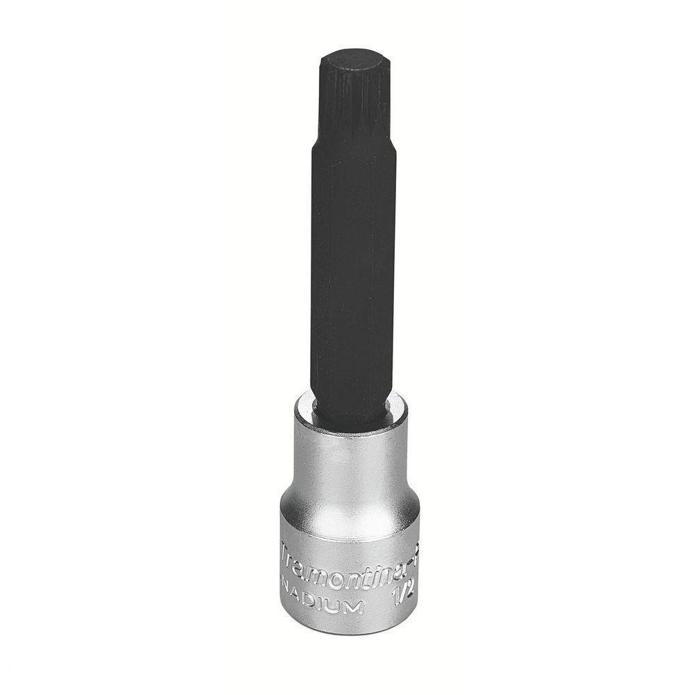 Soquete Longo Em Aço Cromo Vanádio Ponta Multidentada 12 Mm - Encaixe 1/2" Tramontina - 1