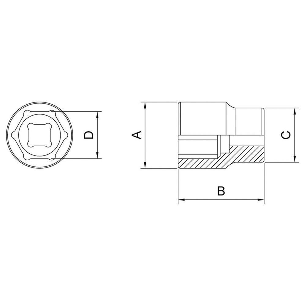 Soquete Sextavado Em Aço Cromo Vanádio 8 Mm - Encaixe 3/8" Tramontina Pro Tramontina - 4