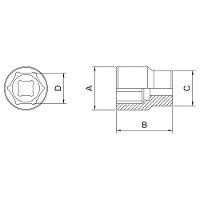 Soquete Sextavado Em Aço Cromo Vanádio 8 Mm - Encaixe 3/8" Tramontina Pro Tramontina - 4