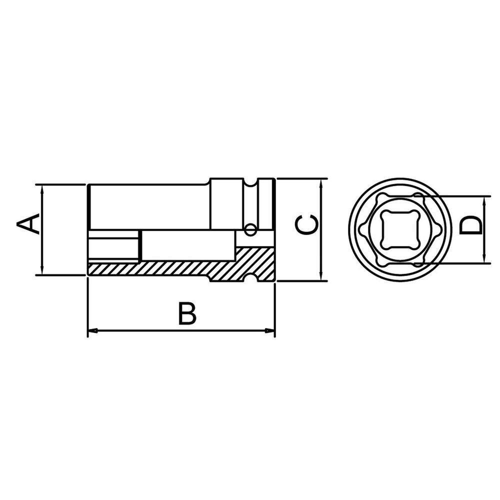 Soquete De Impacto Sextavado Longo Em Aço Cromo Molibdênio 30 Mm - Encaixe 3/4'' Pro - 2